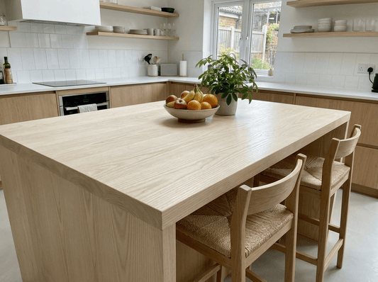 Solid Ash Kitchen Worktop 28mm – Pale Real Hardwood, Cut to Size - Rackerman