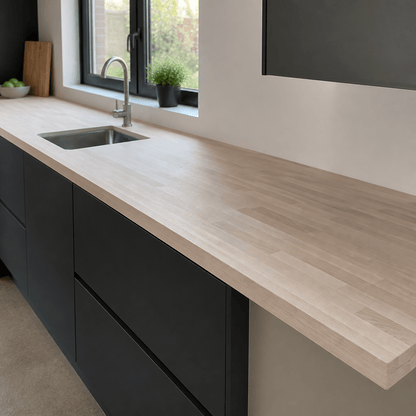 Solid Beech Kitchen Worktop 38mm – Real Solid Wood Beech Worktop, Cut to Size, Breakfast Bar, Kitchen Island & Upstand - Rackerman