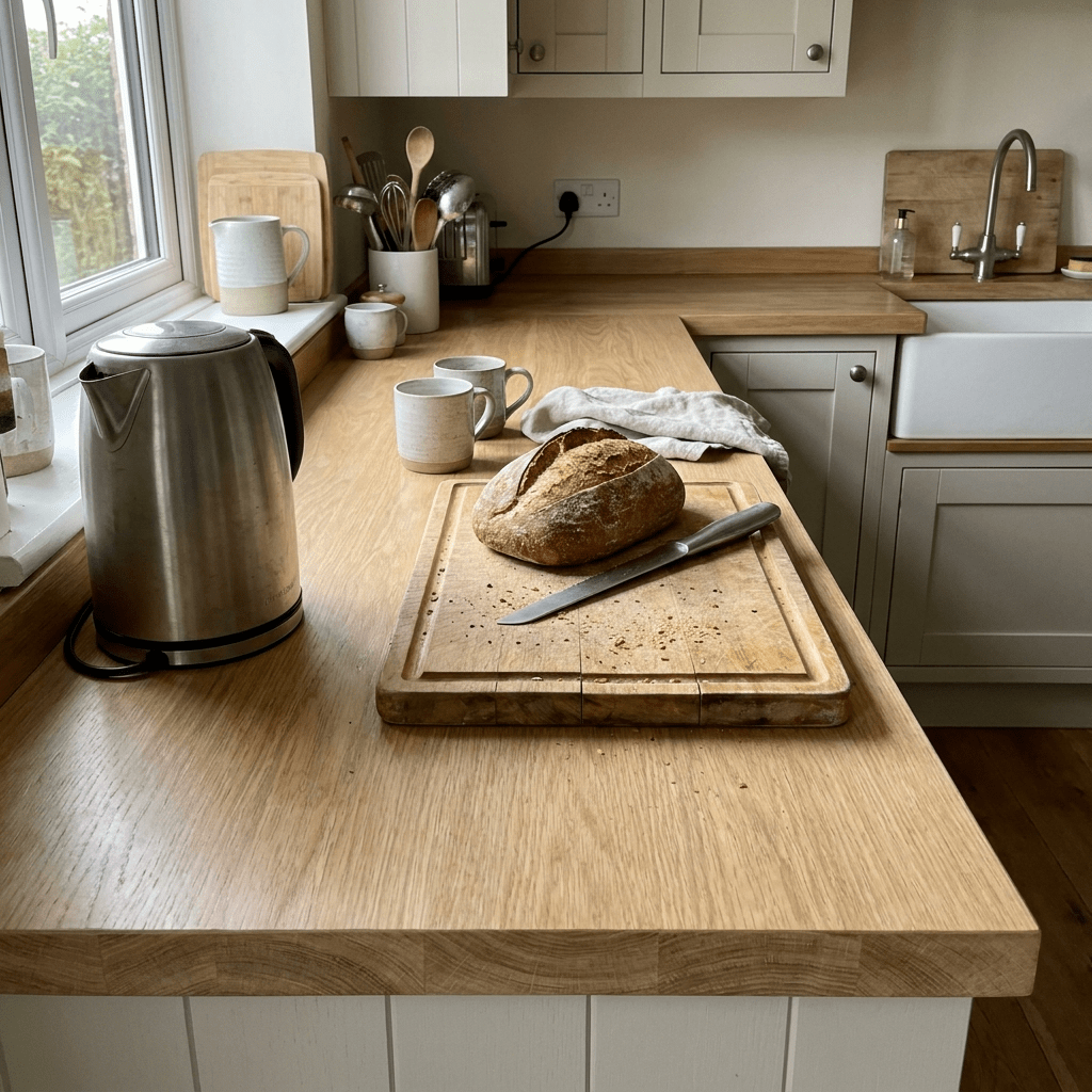 Solid Oak Kitchen Worktop 38mm – Real Hardwood, 1m to 4m - Rackerman