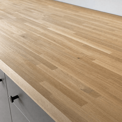 Solid Oak Kitchen Worktop 38mm – Real Solid Wood Oak Worktop, Cut to Size 1m to 4m, Breakfast Bar, Kitchen Island & Upstand - Rackerman