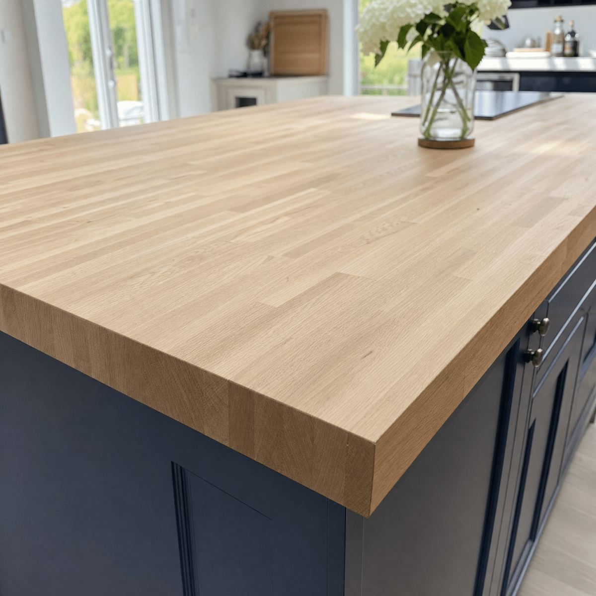 Solid Oak Kitchen Worktop 38mm – Real Solid Wood Oak Worktop, Cut to Size 1m to 4m, Breakfast Bar, Kitchen Island & Upstand - Rackerman