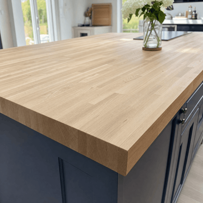 Solid Oak Kitchen Worktop 38mm – Real Solid Wood Oak Worktop, Cut to Size 1m to 4m, Breakfast Bar, Kitchen Island & Upstand - Rackerman