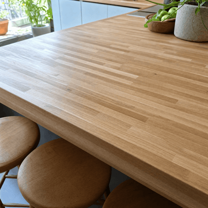 Solid Oak Kitchen Worktop 38mm – Real Solid Wood Oak Worktop, Cut to Size 1m to 4m, Breakfast Bar, Kitchen Island & Upstand - Rackerman