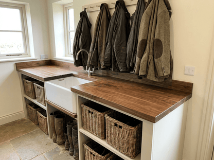 Solid Walnut Kitchen Worktop 38mm – Real Dark Hardwood, Cut to Size - Rackerman