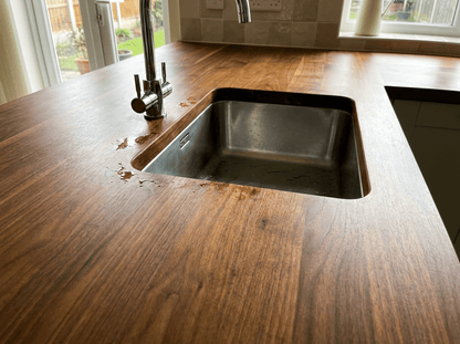 Solid Walnut Kitchen Worktop 38mm – Real Dark Hardwood, Cut to Size - Rackerman