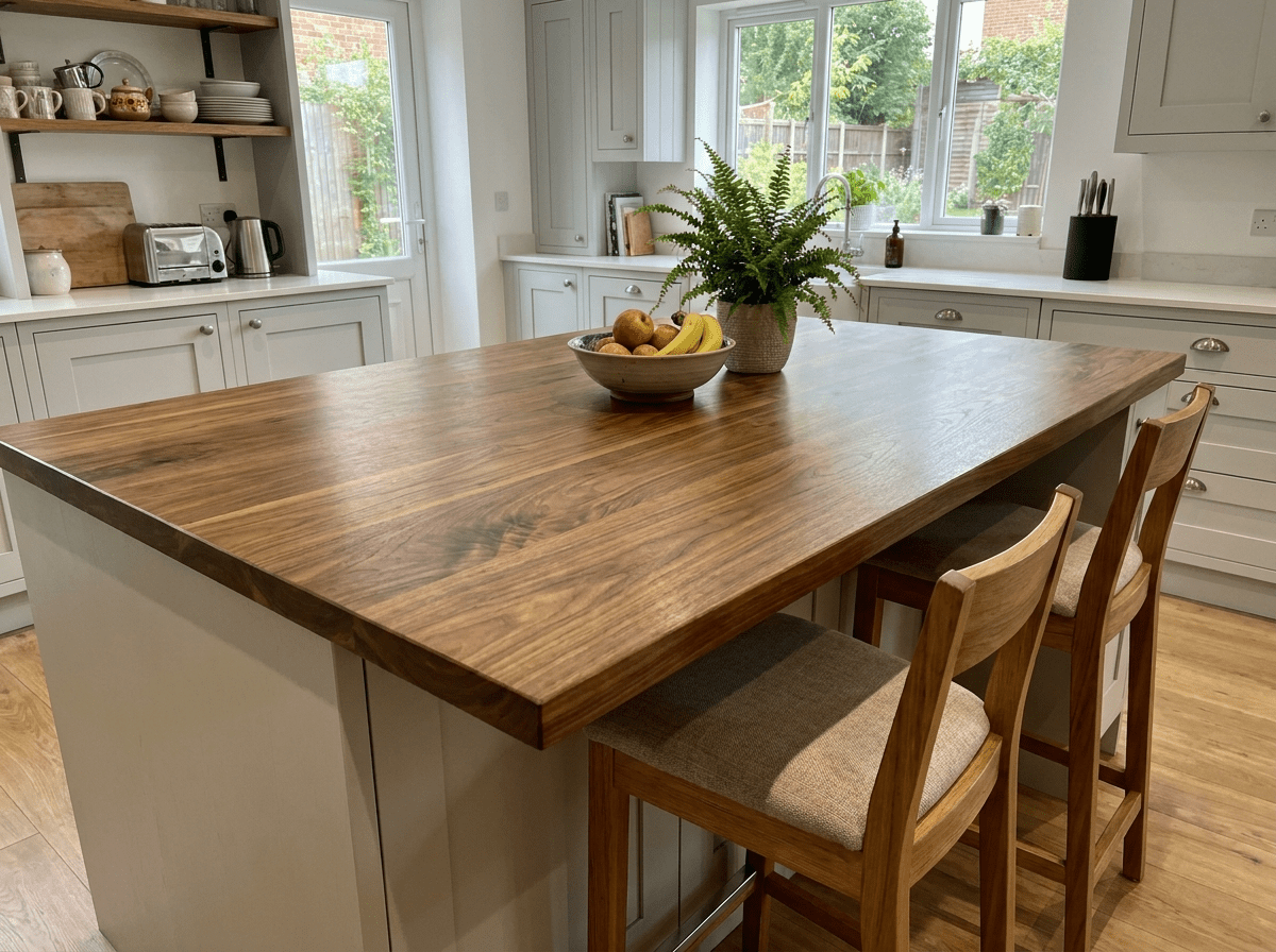 Solid Walnut Kitchen Worktop 38mm – Real Dark Hardwood, Cut to Size - Rackerman