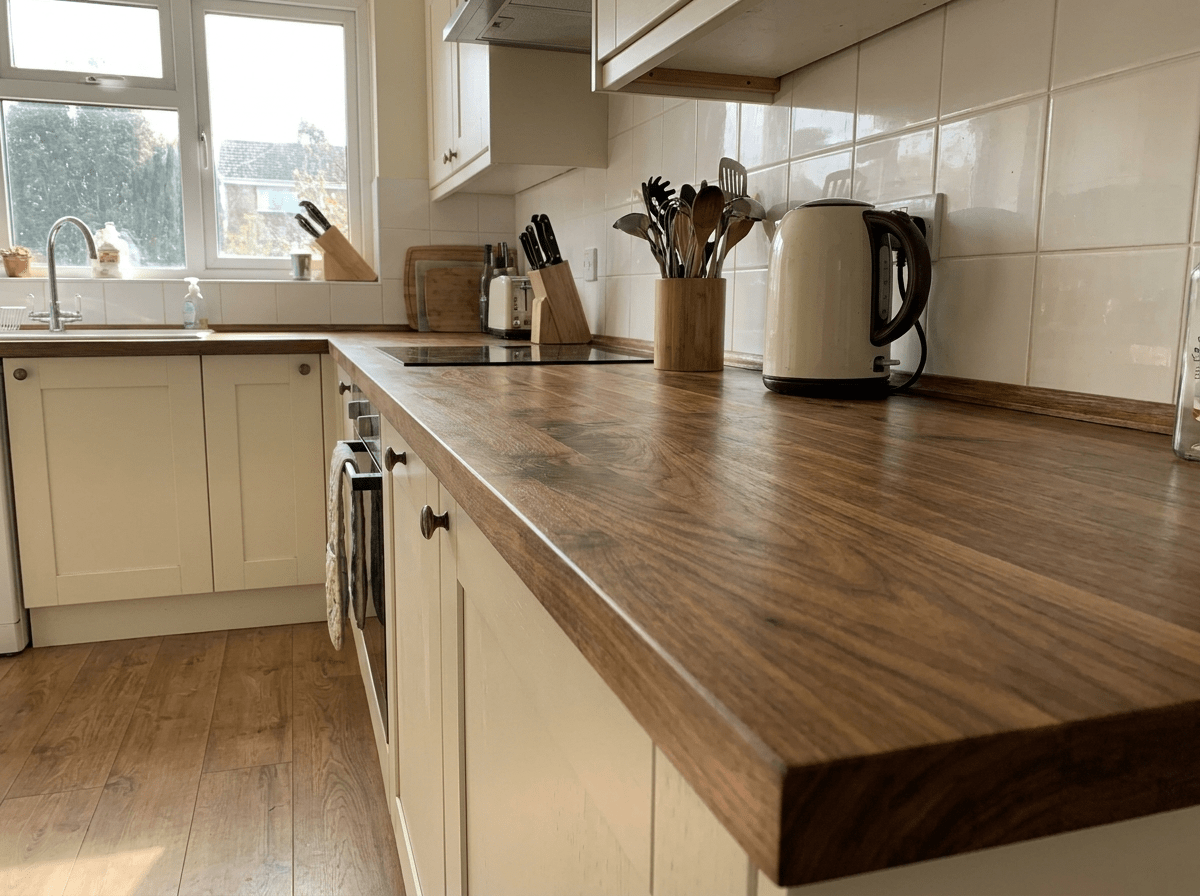 Solid Walnut Kitchen Worktop 38mm – Real Dark Hardwood, Cut to Size - Rackerman