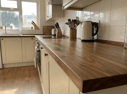Solid Walnut Kitchen Worktop 38mm – Real Dark Hardwood, Cut to Size - Rackerman