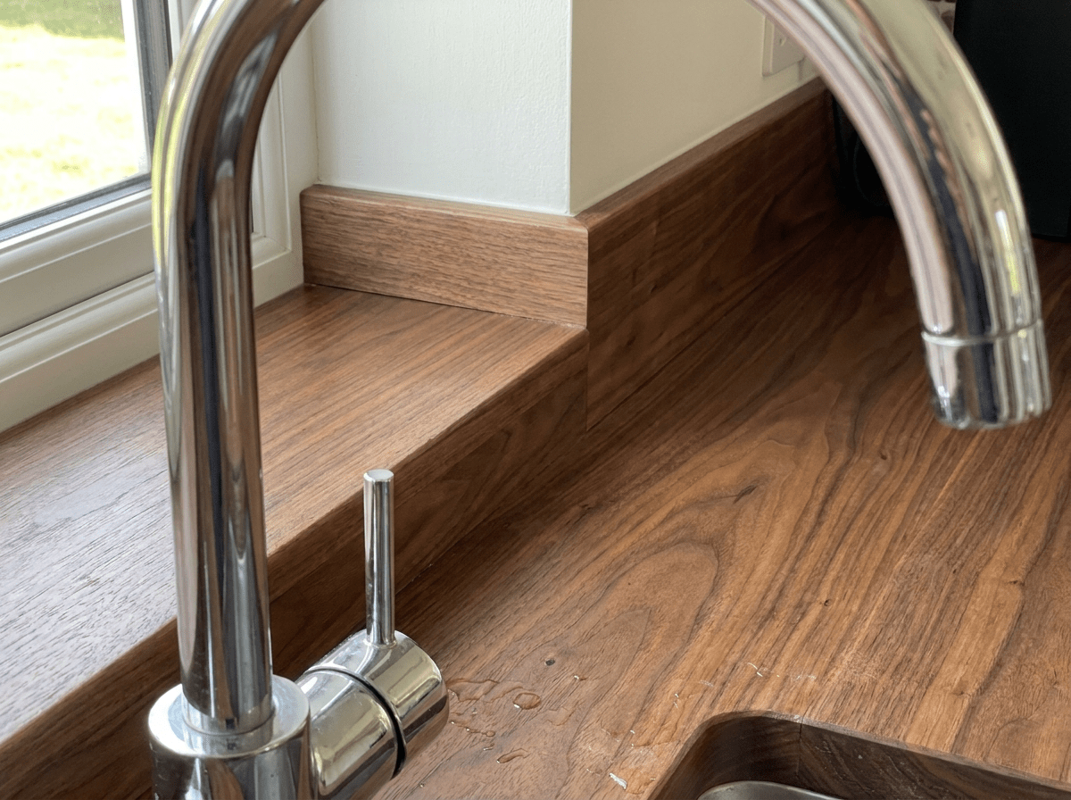 Solid Walnut Kitchen Worktop 38mm – Real Dark Hardwood, Cut to Size - Rackerman