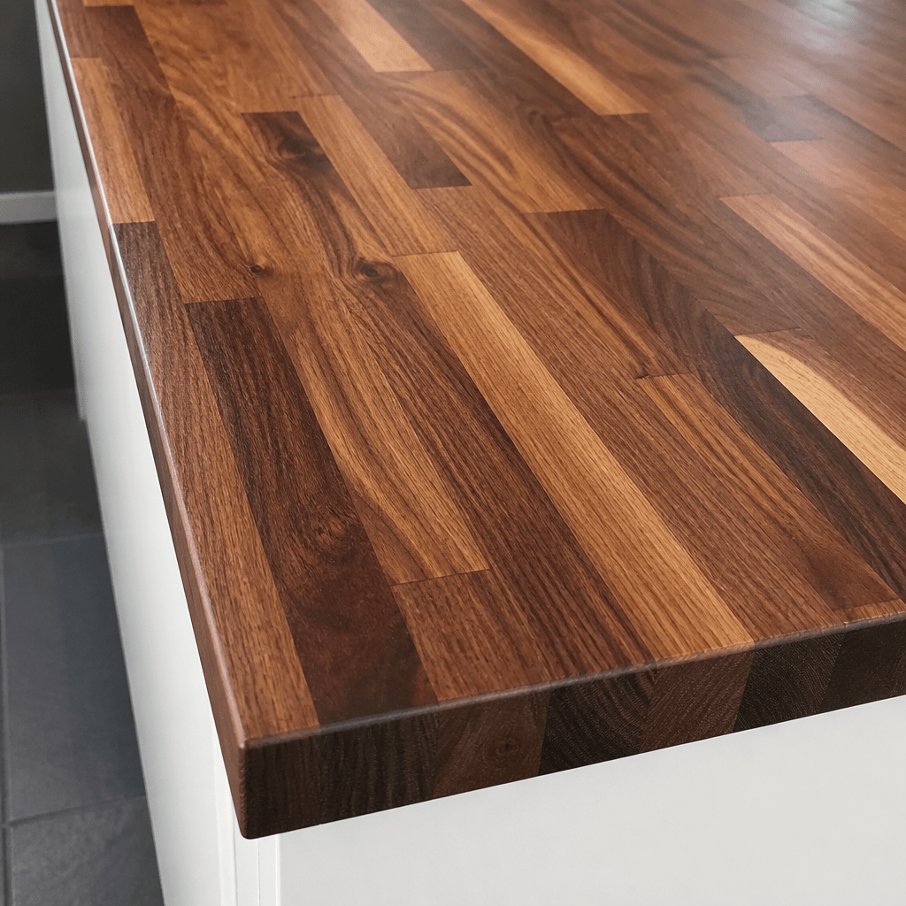 Solid Walnut Kitchen Worktop 38mm – Real Dark Hardwood Walnut Worktop, Cut to Size, Breakfast Bar, Kitchen Island & Upstand - Rackerman