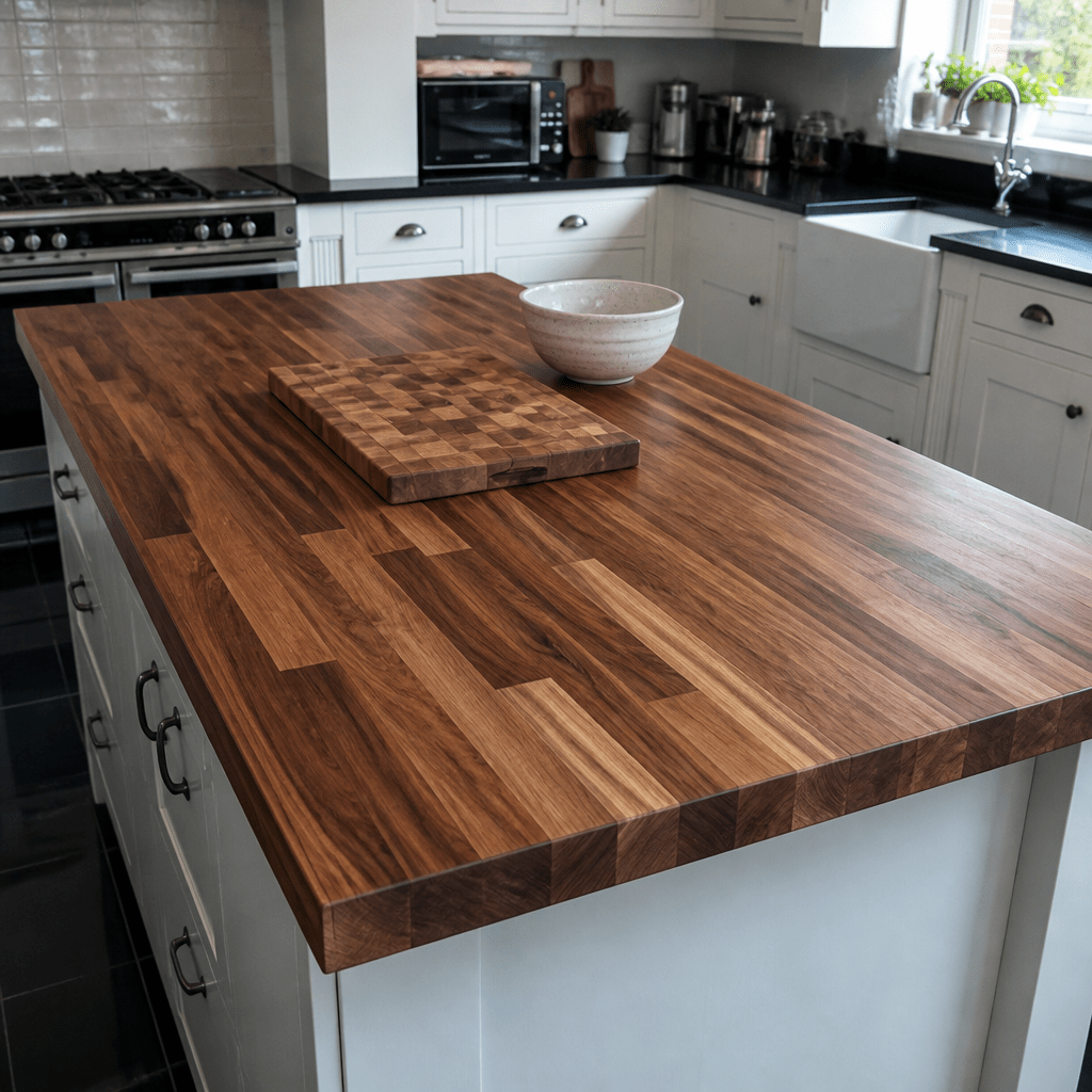 Solid Walnut Kitchen Worktop 38mm – Real Dark Hardwood Walnut Worktop, Cut to Size, Breakfast Bar, Kitchen Island & Upstand - Rackerman