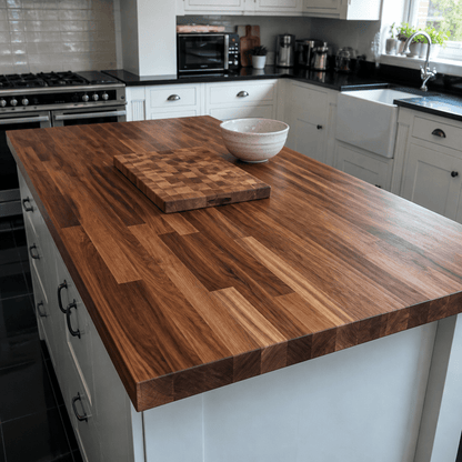 Solid Walnut Kitchen Worktop 38mm – Real Dark Hardwood Walnut Worktop, Cut to Size, Breakfast Bar, Kitchen Island & Upstand - Rackerman