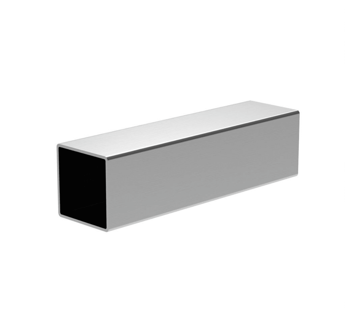 304 stainless steel box section cut end showing hollow profile