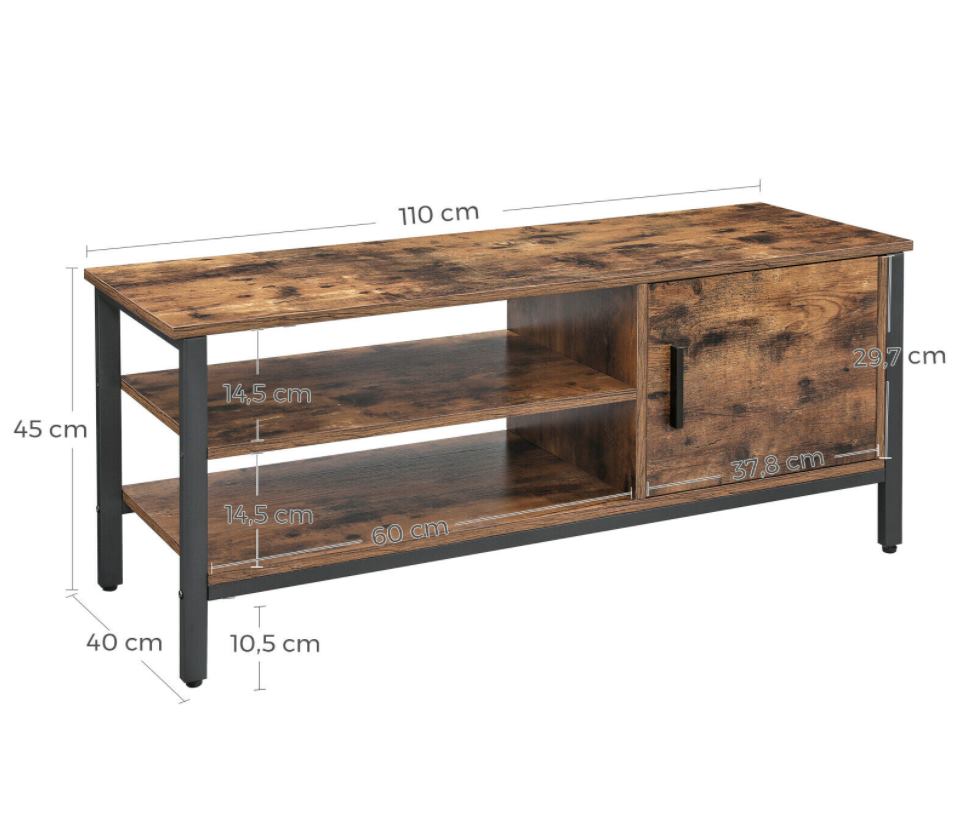 Industrial TV Stand Vintage Retro Cabinet Small Media Unit Rustic Metal Shelf
