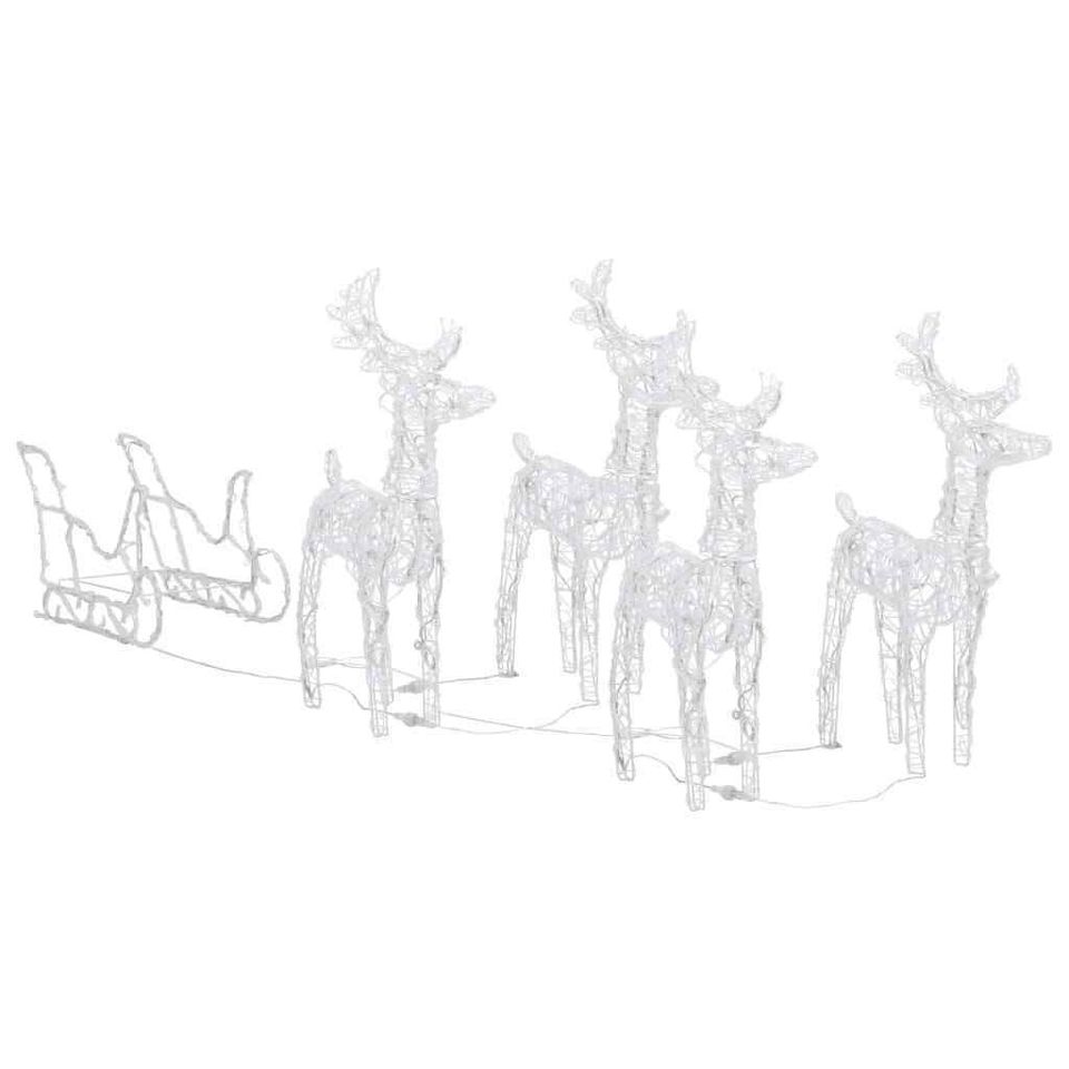 Light Up Reindeer Family Outdoor Christmas Decoration White Wire LED Set Of 5 Multicolour Lights