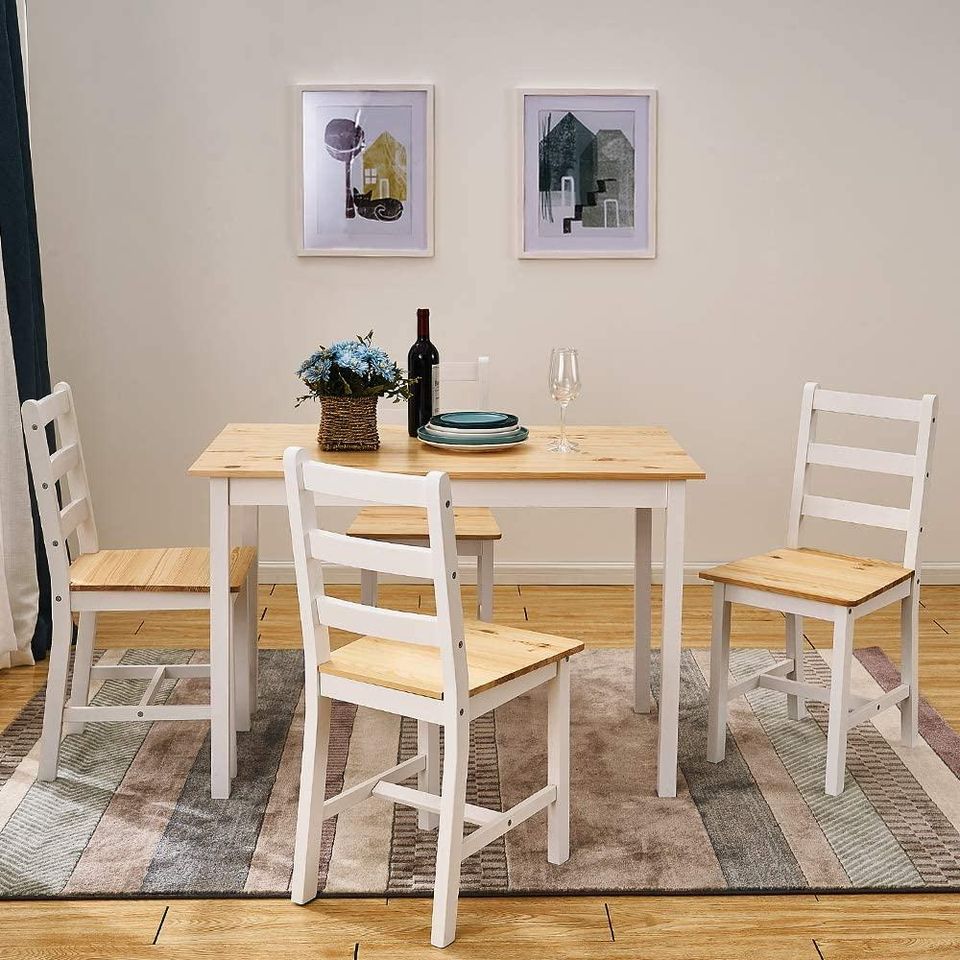 Wooden Dining Table with 4 Chairs Sets Contemporary Dining Room Furniture