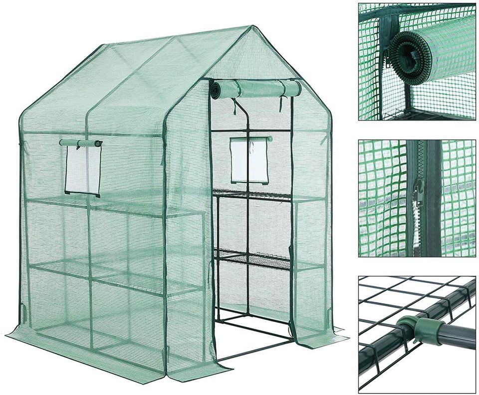 Waterproof 3-Tier Portable Walk-In Greenhouse with 8 Shelves
