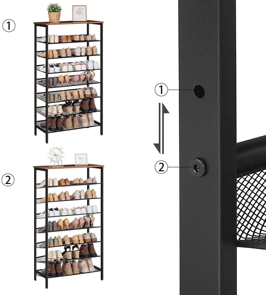 Shoe Storage Organizer Large Capacity 8-Tier Tall Rack (21-28 Pairs of Shoes)