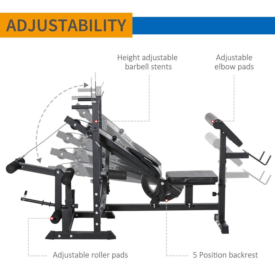 Multi-Position Weight Bench, Weight & Bar Rack Stand
