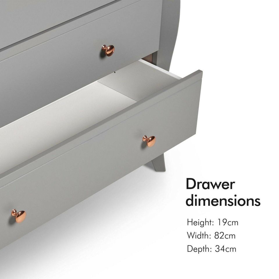 Chest of Drawers | Wooden 3 Drawer Dresser Storage | Baroque, Vintage, Grey