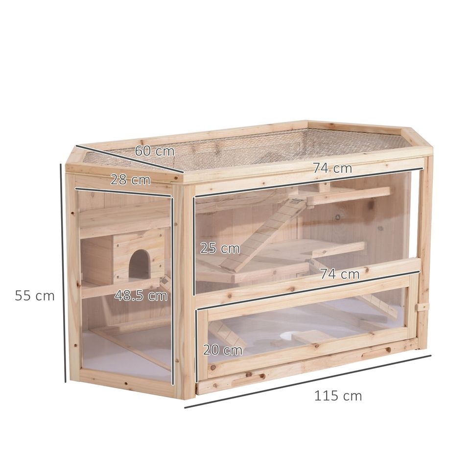 Large Wooden Hamster Rodent  3-Tier Play Area/ Cage