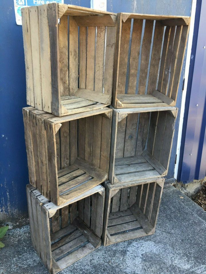 Strong Vintage Wooden Crates Fruit Apple Boxes Home Decor - Rustic mc