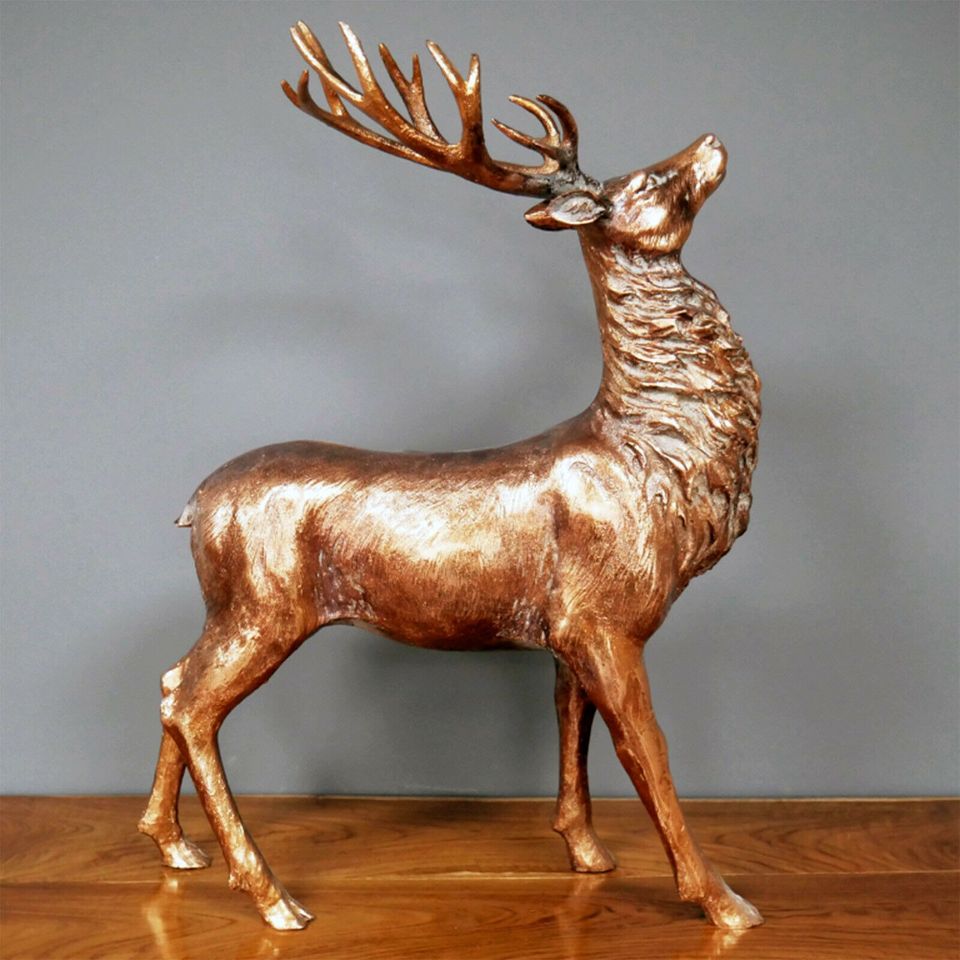 Large 62cm Stag Ornament Resin Bronze