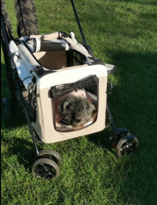 Pet Travel Stroller Dog Cat Pushchair Pram Jogger Buggy w/Locking Zippers