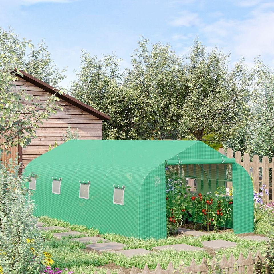 6 x 3M Walk in Polytunnel Greenhouse Large Outdoor Grow House w/ Door