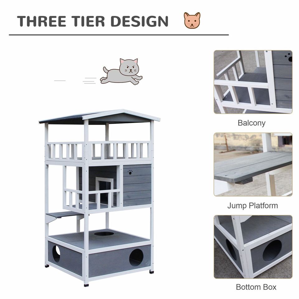 Cat House 3-Tier with  Elevated Base