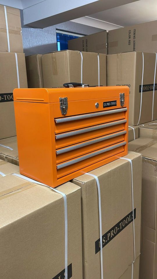 Orange Tool Box Garage Shed Workshop Chest Cabinet