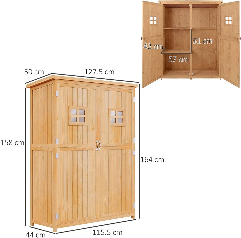 Wooden Garden Shed Tool Storage Cabinet