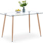 Glass Modern Wood Style Kitchen Rectangle Dining Room Table Home Eating Breakfast Drinking Stand