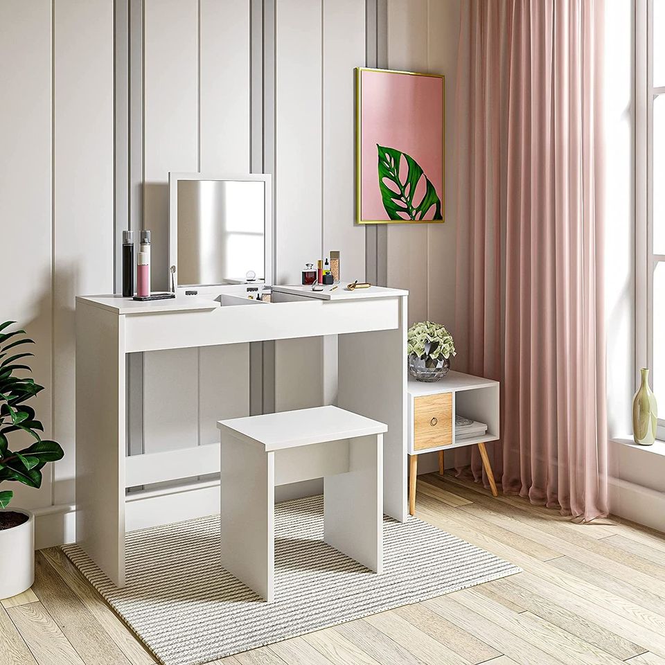 Fold down store vanity desk