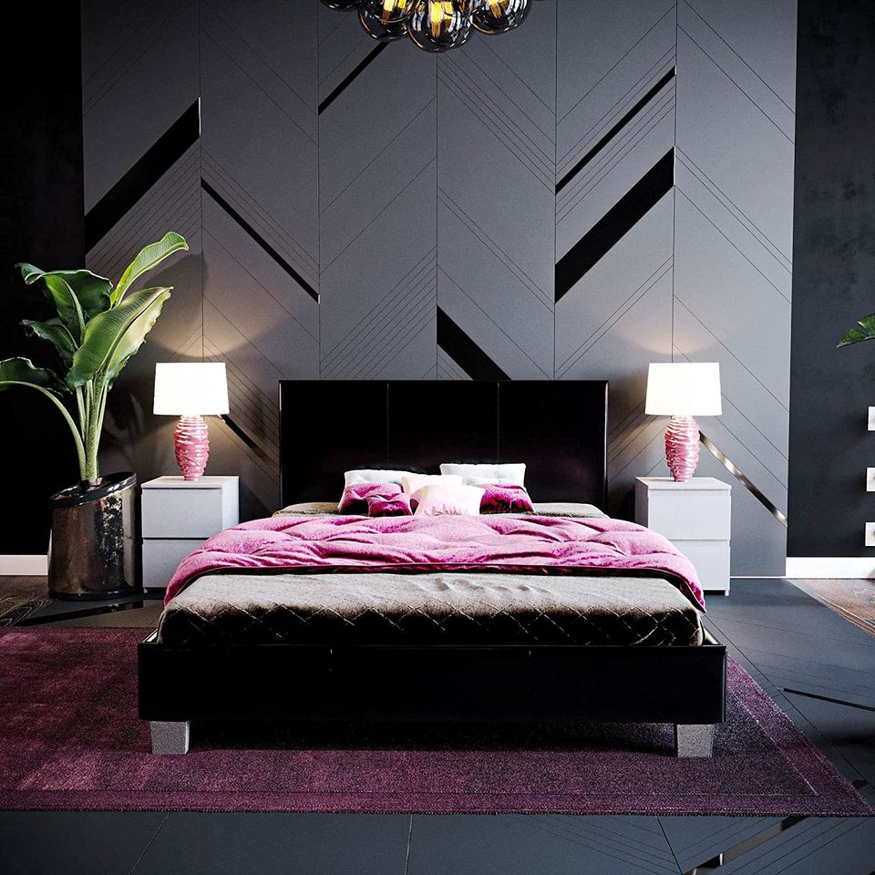 Small Double Bed 4ft Frame Upholstered Faux Leather Home Bedroom Wooden Wood Sleeper Furniture