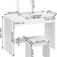 White Dressing Table Cosmetic Vanity Makeup Desk w/ Dressing Stool Foldable Mirror