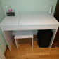 White Dressing Table Cosmetic Vanity Makeup Desk w/ Dressing Stool Foldable Mirror