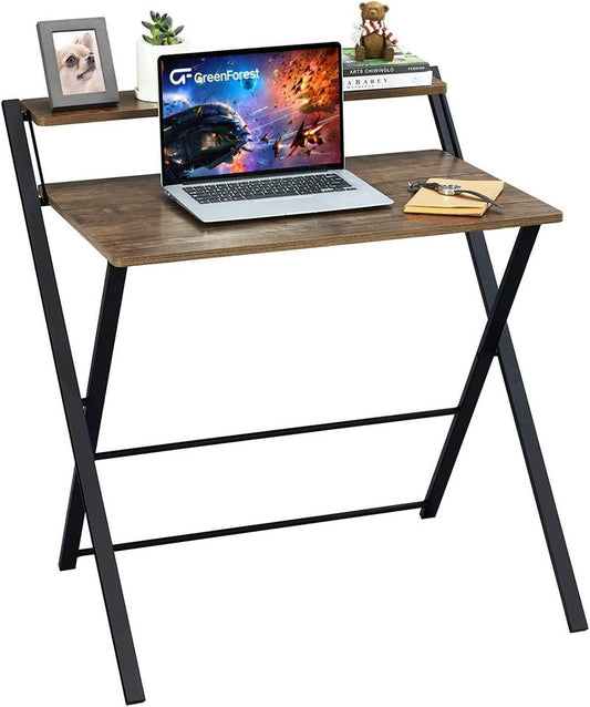 Small Foldable 2-Tier Computer Desk Writing