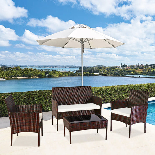 Outdoor Living Room Balcony Rattan Furniture Four-Piece-Brown