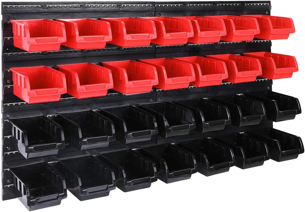 Tool Rack Garage Plastic Bins Storage Kit 90 Pcs Tools Organiser