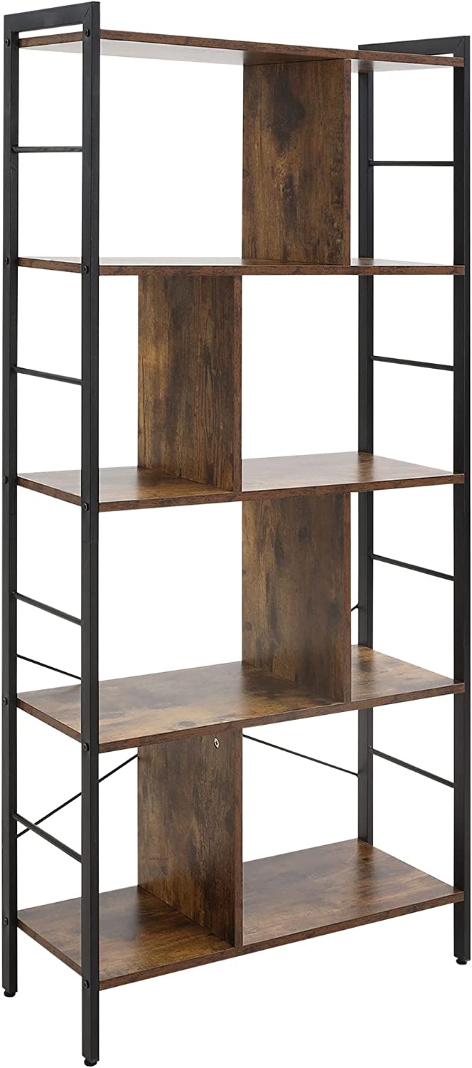 Industrial/ Rustic Floor Standing Bookcase with 5 Tiers,