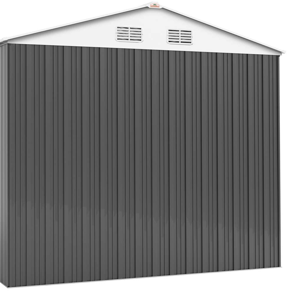 Garden Metal Tool Shed Size 8x6ft, Grey