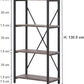 Industrial Tall 4 Tier Bookshelf, Metal and Wood Bookcase mc