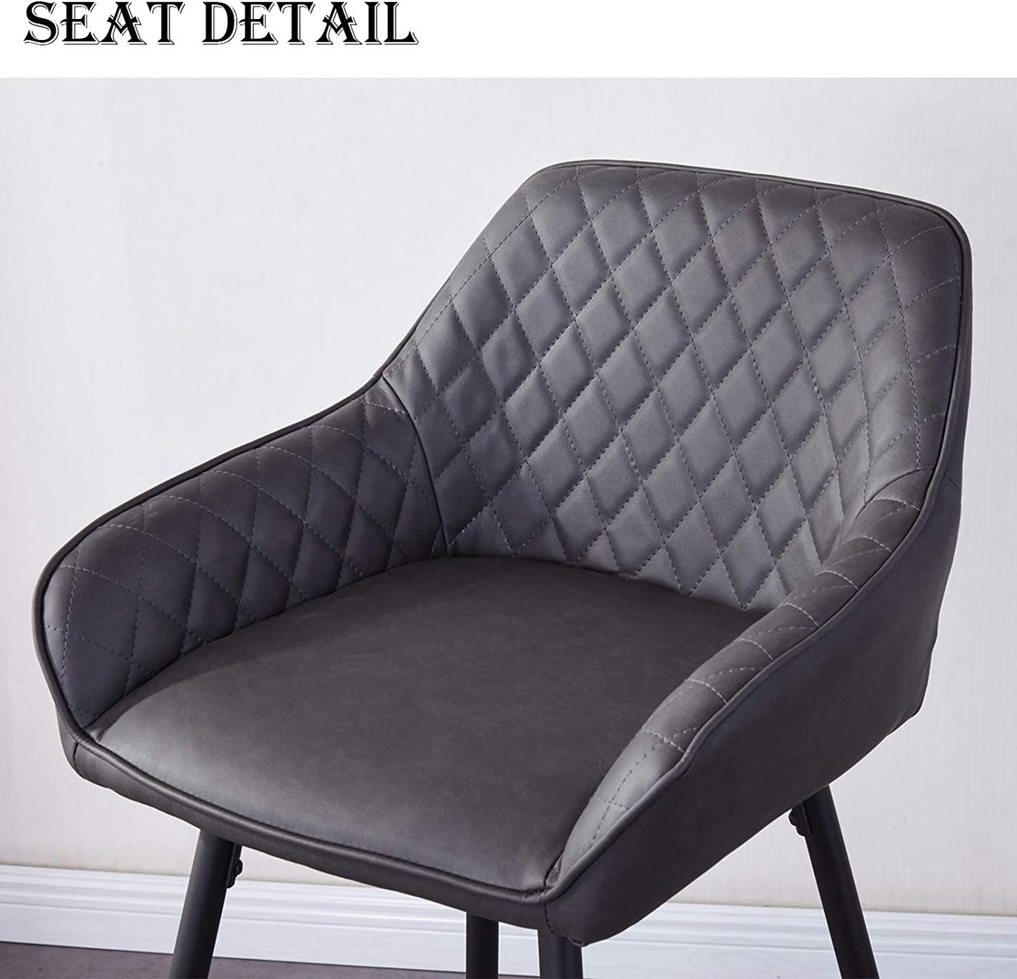 Set of 2 Dark Gray Faux Leather Upholstered Seat with Backrest