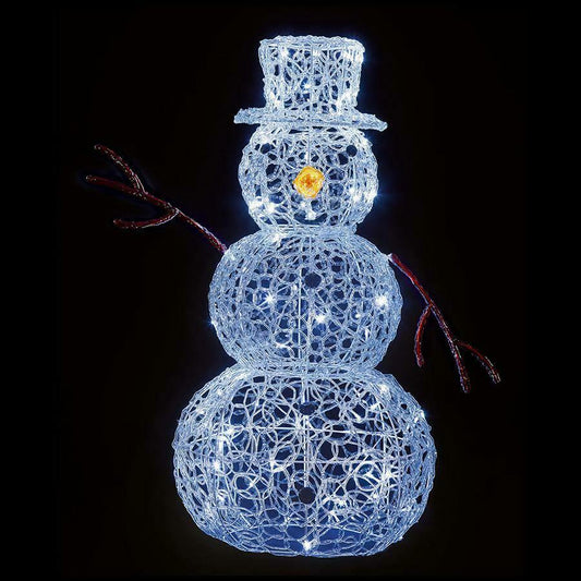 Christmas 80 LED Indoor Outdoor Soft Acrylic Snowman 90cm - COOL WHITE