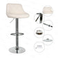 Breakfast Bar Stools 2 Piece Padded Seat Cream Faux PU Leather Kitchen Dining Swivel Chair