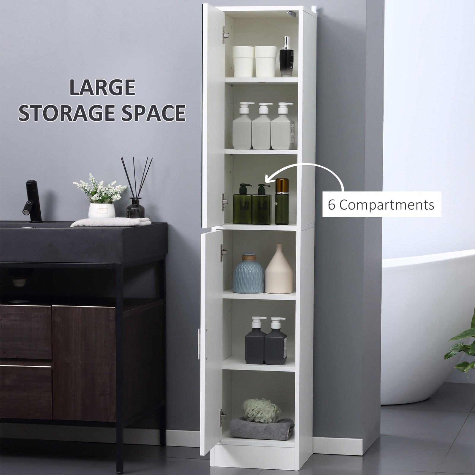 Tall glass shop bathroom cabinets