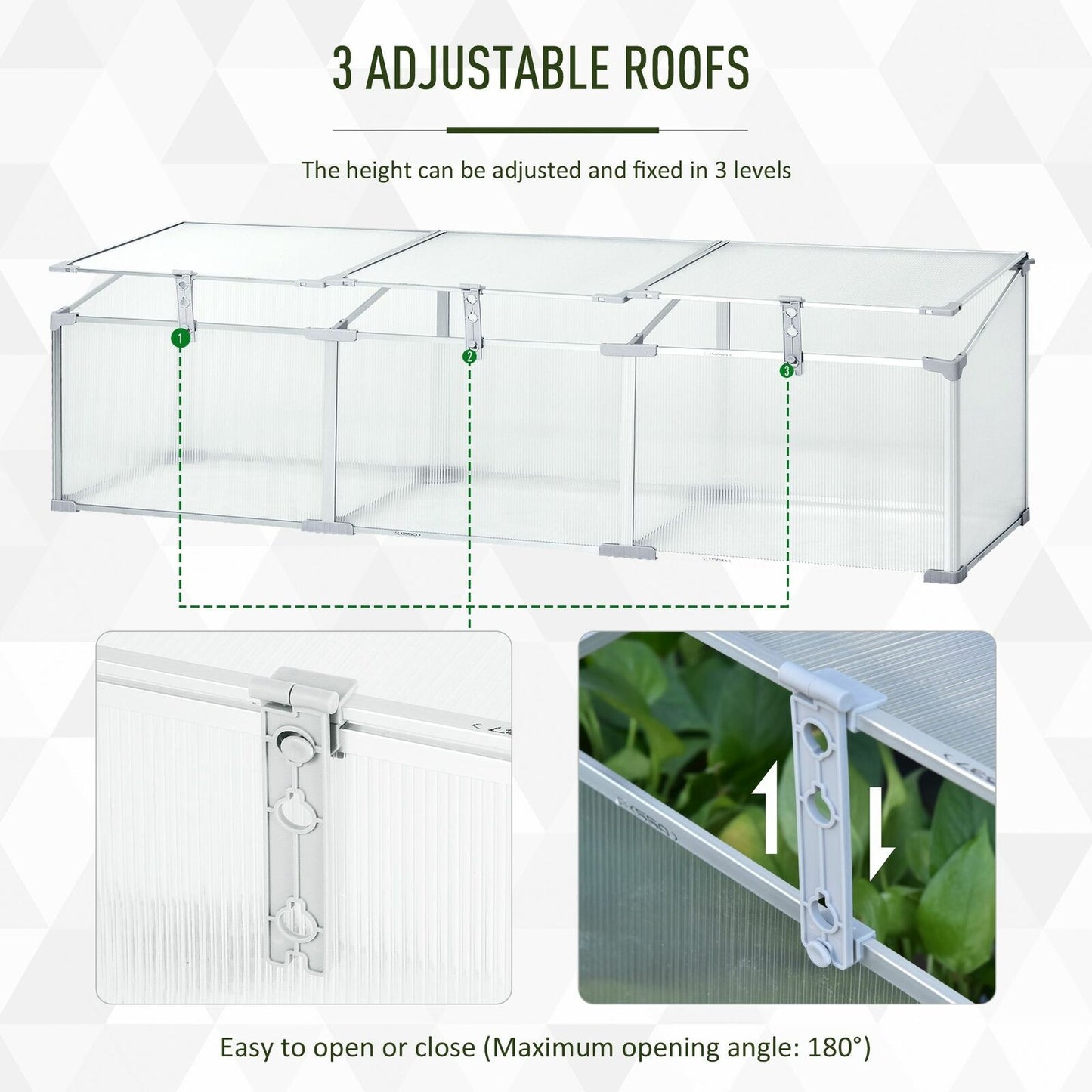 Aluminium Greenhouse Plants Raised Bed Vented Cold Frame