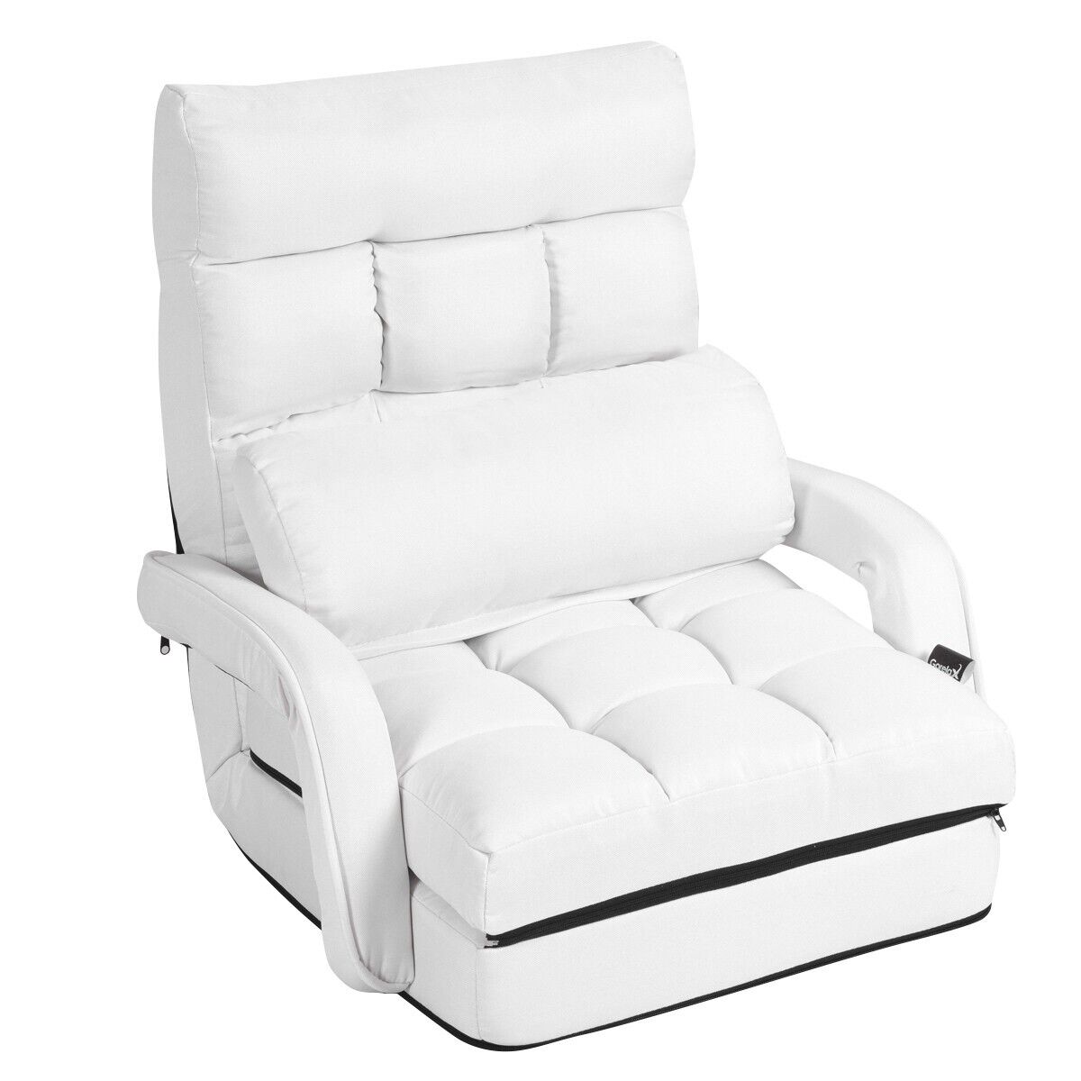 Adjustable Folding Lazy Sofa Bed with Armrests and Pillow