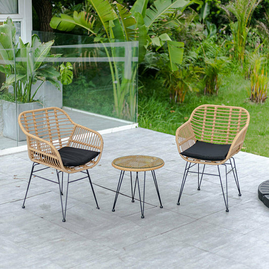 Conversation Wicker Rattan Coffee Set